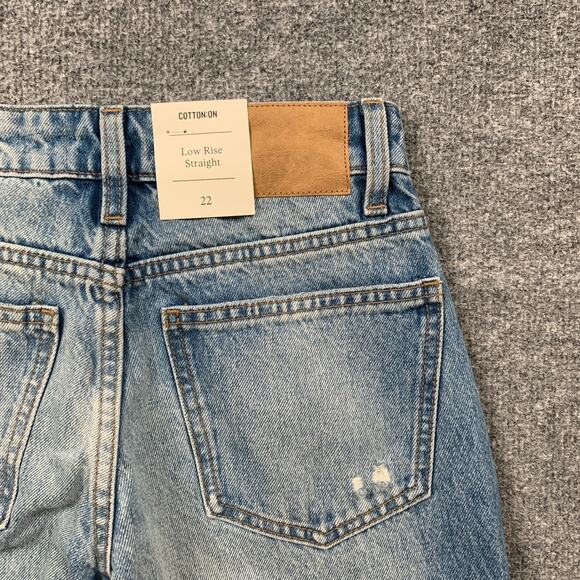 Cotton On:Jeans Womens 22 Storm Blue Rip Low Rise Straight Distressed Denim - Picture 12 of 14